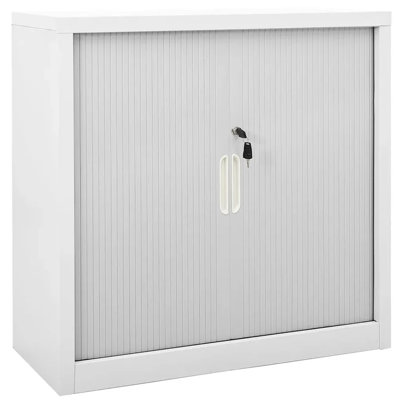 Armoire à portes coulissantes avec étagères réglables 90 x 40 x 90 cm en acier gris 02_0046917