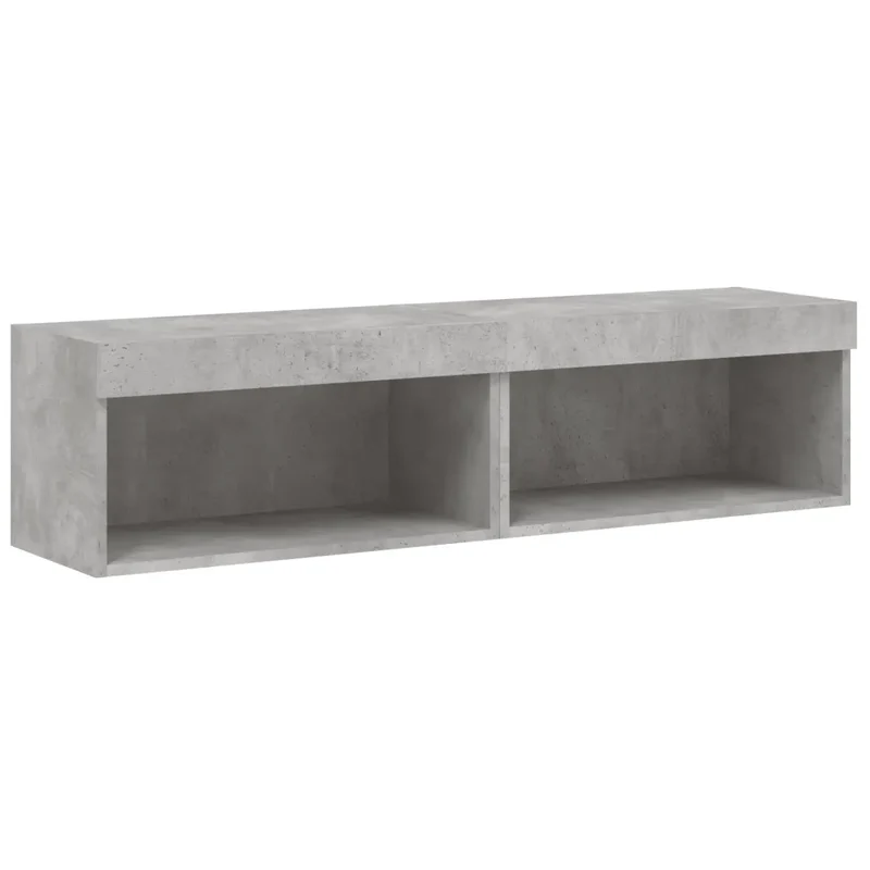 Lot de 2 meubles TV avec lumières LED design mural 60 x 30 x 30 cm en bois d'ingénierie gris béton 02_0049382