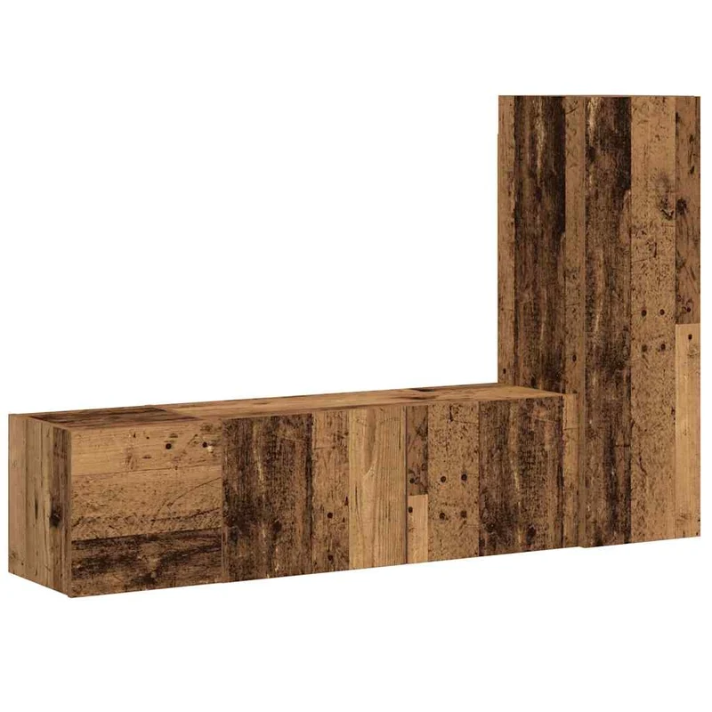 Lot de 3 meubles TV muraux modernes en bois d'ingénierie vieux bois 80 x 30 x 30 cm design élégant et pratique 02_0055858