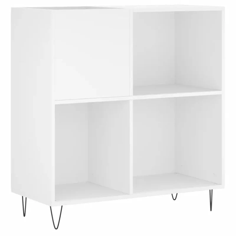 Armoire à disques classique pratique rangement 84,5 x 38 x 89 cm en bois d'ingénierie blanc 02_0049167