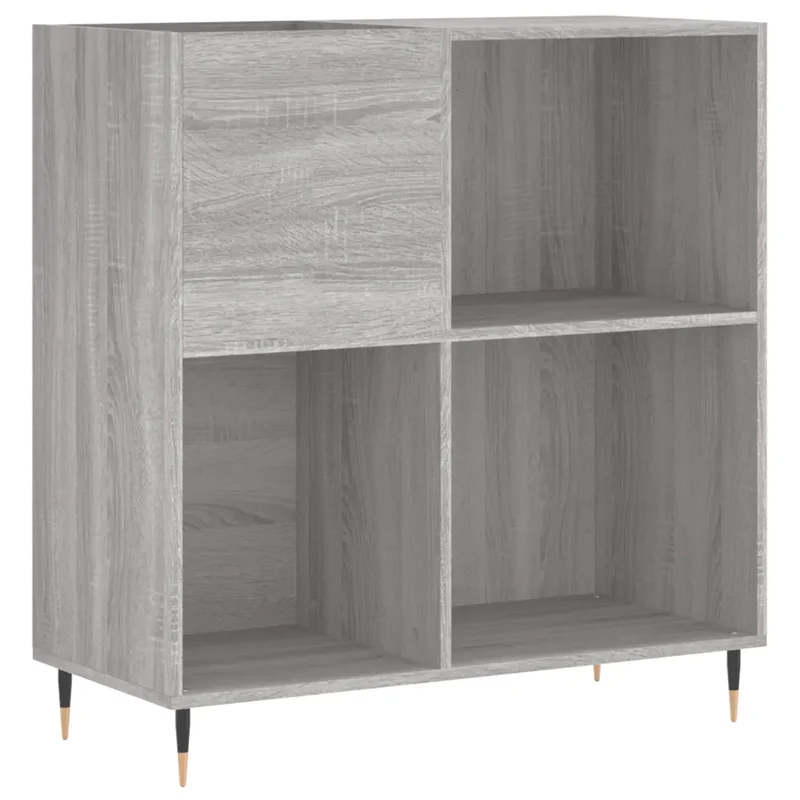 Armoire à disques pratique et classique 84,5 x 38 x 89 cm avec espace de rangement ample style industriel en bois d'ingénierie sonoma gris 02_0049165