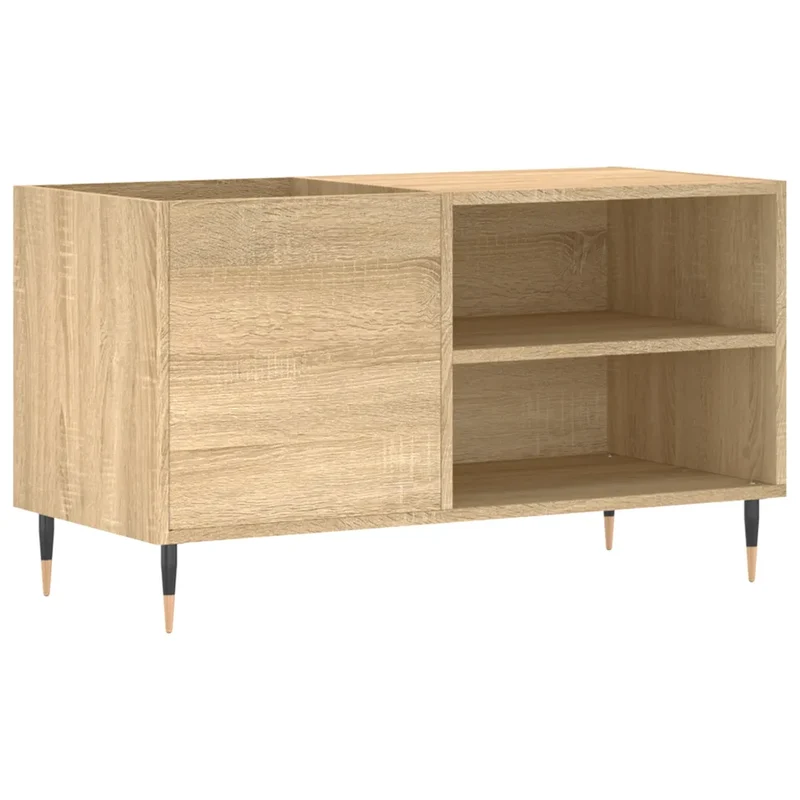 Armoire à disques pratique et classique 85 x 38 x 48 cm grand espace de rangement style industriel en bois chêne sonoma 02_0049103