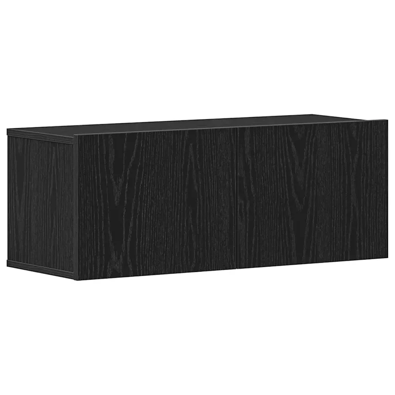 Lot de 2 meubles TV modernes avec étagères 80 x 30 x 30 cm en bois d'ingénierie chêne noir 02_0051920