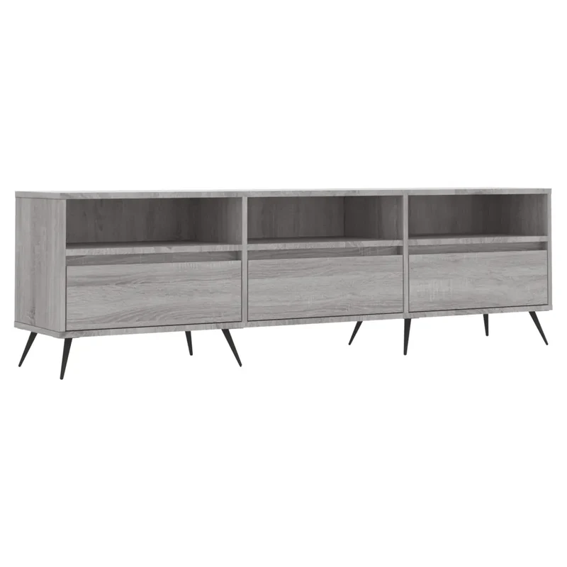 Meuble TV moderne avec 6 compartiments rangement 150 x 30 x 44 cm en bois d'ingénierie gris 02_0048970