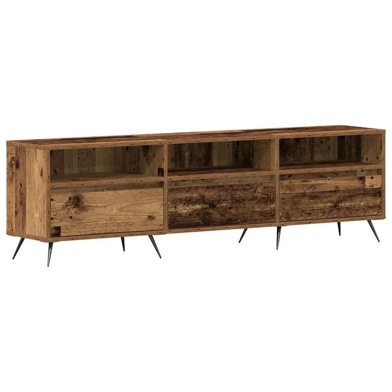 Meuble TV rectangulaire moderne avec rangement élégant 150 x 30 x 44,5 cm en bois d'ingénierie ancien 02_0051817