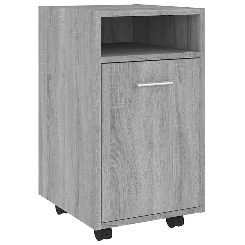 Armoire latérale à roulettes espace de rangement 33 x 38 x 60 cm style classique en bois d'ingénierie gris 02_0048247