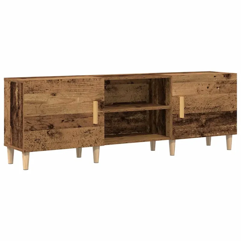 Meuble TV moderne rectangulaire 150 x 30 x 50 cm rangement pratique style contemporain en bois ancien 02_0051922