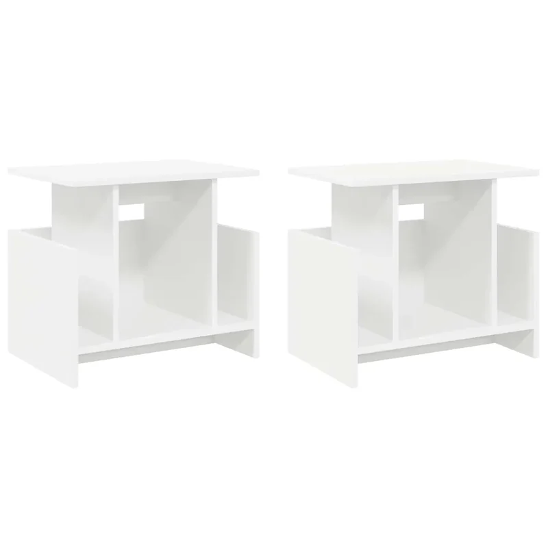Lot de 2 meubles TV modernes avec rangement design épuré 50 x 35 x 45 cm en bois d'ingénierie blanc 02_0054716