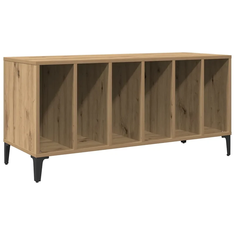 Armoire à disques pratique et classique 100 x 38 x 48 cm avec pieds métalliques style industriel en bois chêne artisanal 02_0051065
