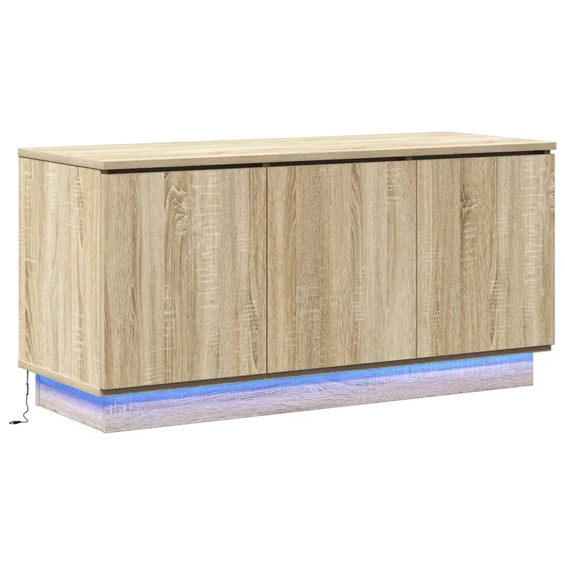 Meuble TV rectangulaire moderne rangement fonctionnel 100 x 38 x 49 cm en bois d'ingénierie chêne sonoma 02_0052203