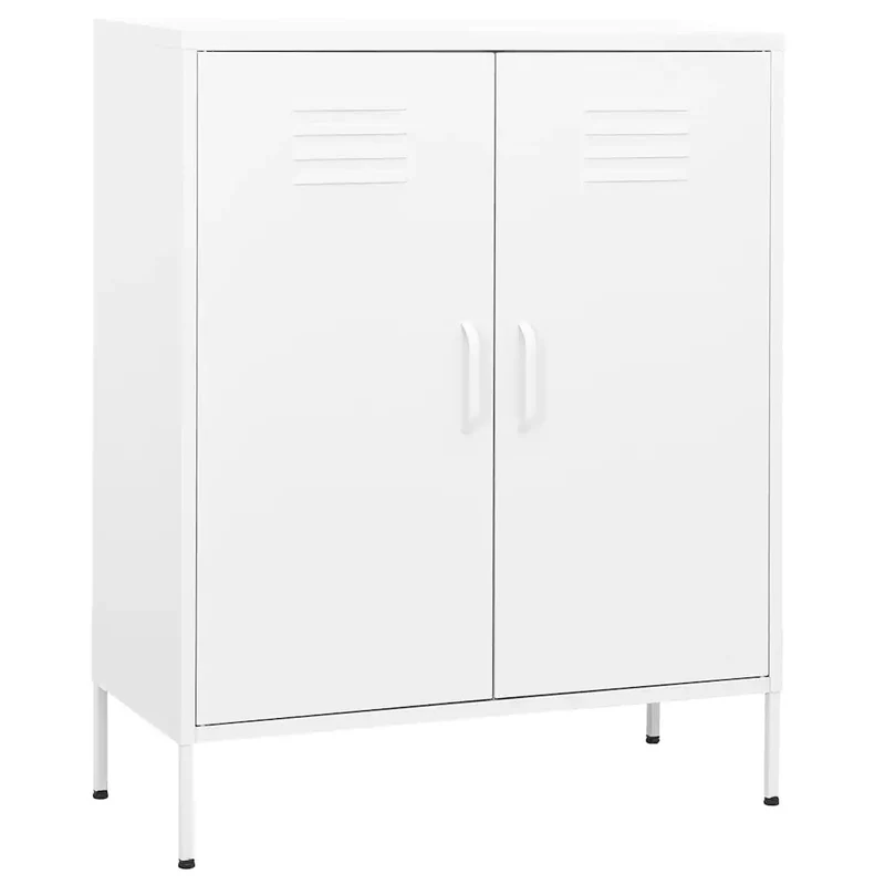 Armoire de rangement design pratique 80 x 35 x 101,5 cm avec étagères réglables en acier blanc 02_0046861