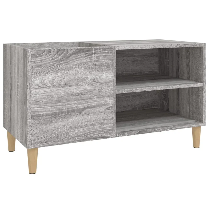 Armoire à disques classique avec grand espace de rangement 84,5 x 38 x 48 cm en bois d'ingénierie gris 02_0049200