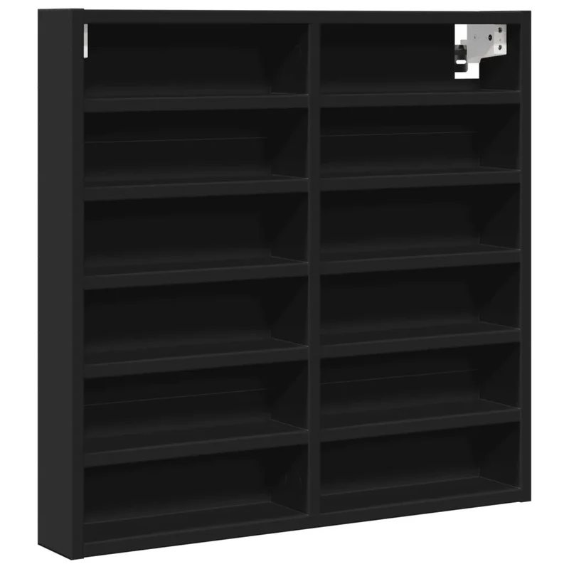 Armoire à vitrine classique moderne 60 x 8 x 58 cm rangement pratique salon chambre en bois d'ingénierie noir 02_0049519