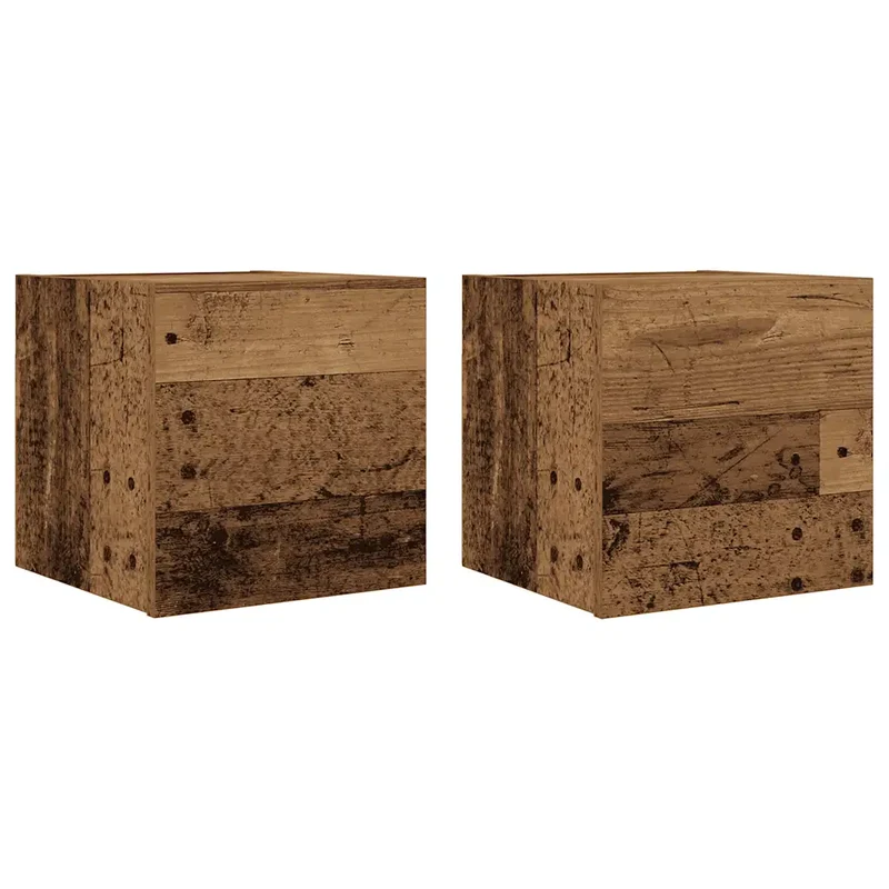 Lot de 2 meubles TV muraux élégants rangement pratique 30,5 x 30 x 30 cm en bois d'ingénierie vieux bois 02_0050881