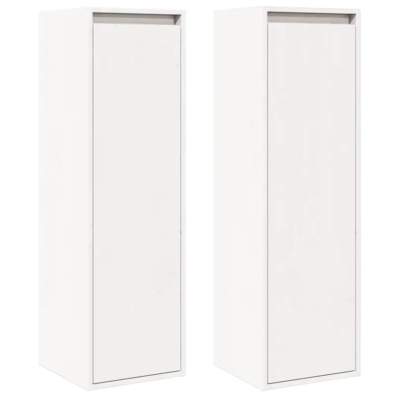 Lot de 2 armoires murales décoratives pratico-pratiques 30 x 30 x 100 cm en bois de pin massif blanc 02_0048103
