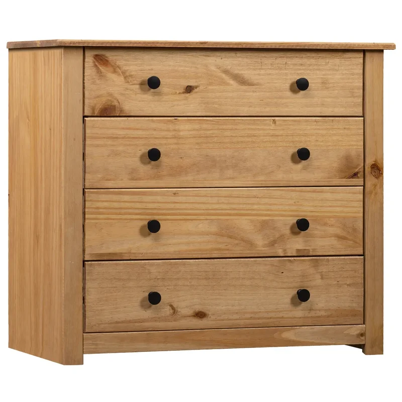 Armoire latérale 80 x 40 x 73 cm bois de pin massif pratique et décorative salon en bois naturel 02_0046449