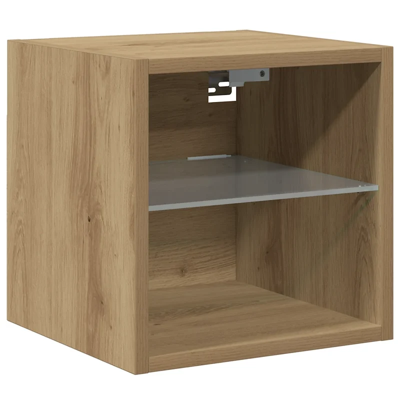 Meuble TV mural polyvalent avec lumières LED 30 x 28,5 x 30 cm en bois d'ingénierie chêne artisanal 02_0051174