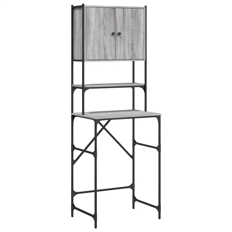 Armoire de machine à laver moderne rangement pratique 68 x 48,5 x 194 cm en bois d'ingénierie gris 02_0049396