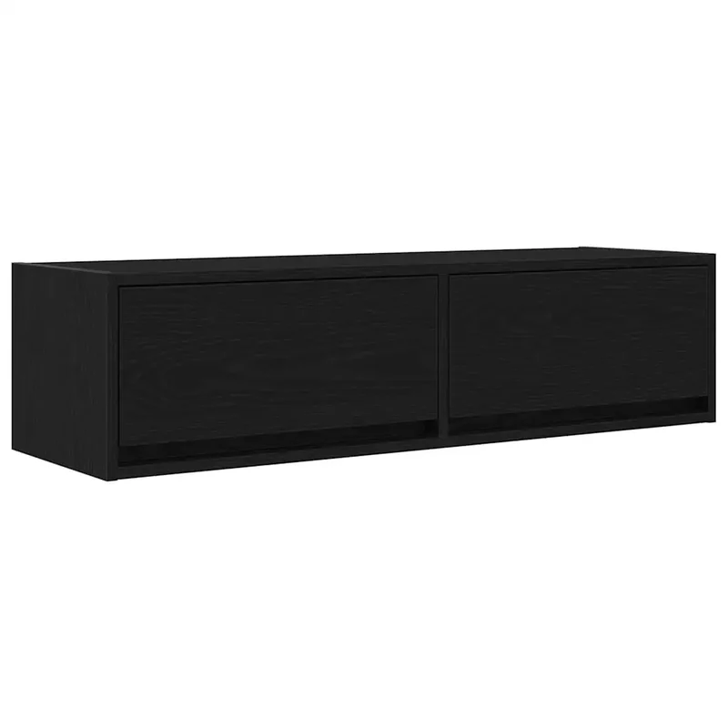 Meuble TV mural moderne rangement optimisé 100 x 31 x 25.5 cm en bois d'ingénierie chêne noir 02_0051702