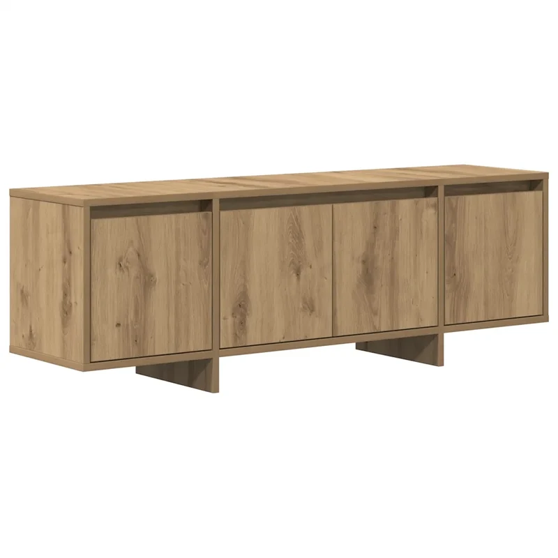 Meuble TV épuré en bois d'ingénierie 120 x 30 x 40 cm grand espace de rangement contemporain en bois chêne artisanal 02_0050941
