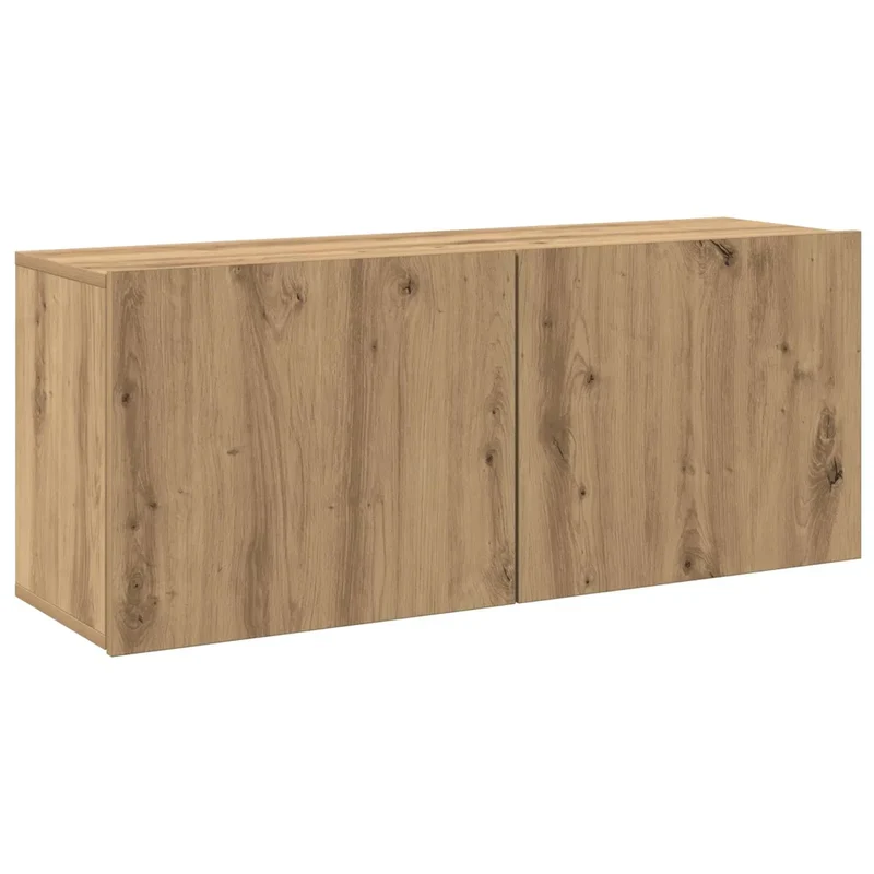 Meuble TV mural pratique rangement design moderne 100 x 30 x 41 cm en bois d'ingénierie chêne artisanal 02_0051171