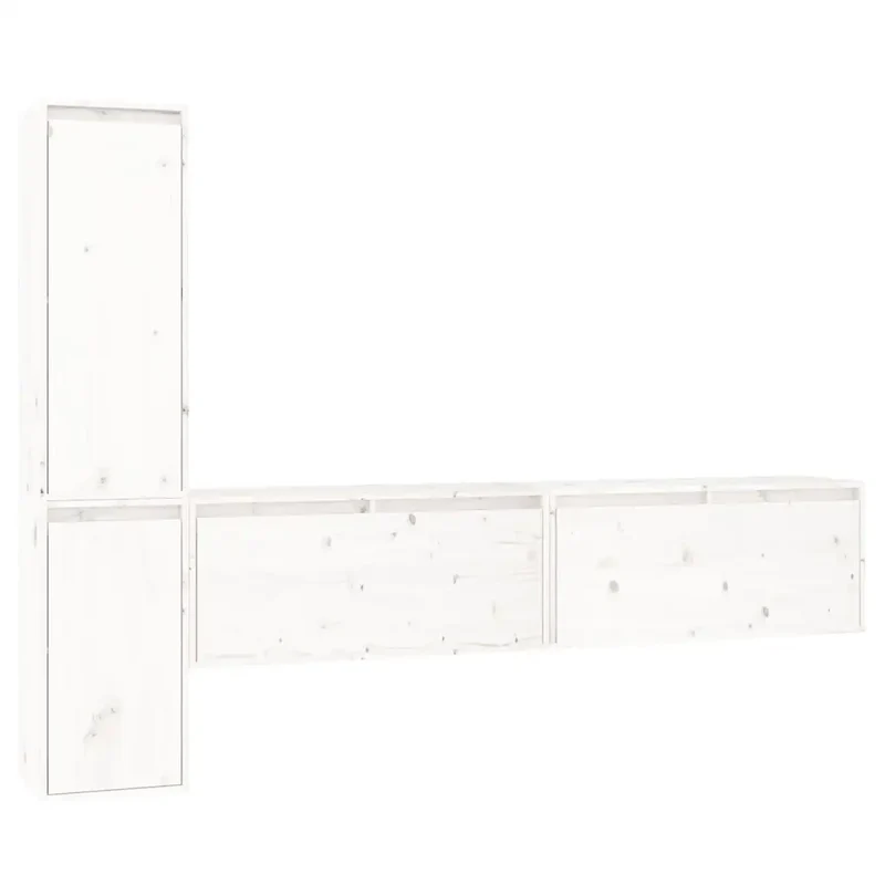 Lot de 4 meubles TV suspendus pratiques modernes rangement bibliothèque 80 x 30 x 35 cm en bois massif blanc 02_0055200