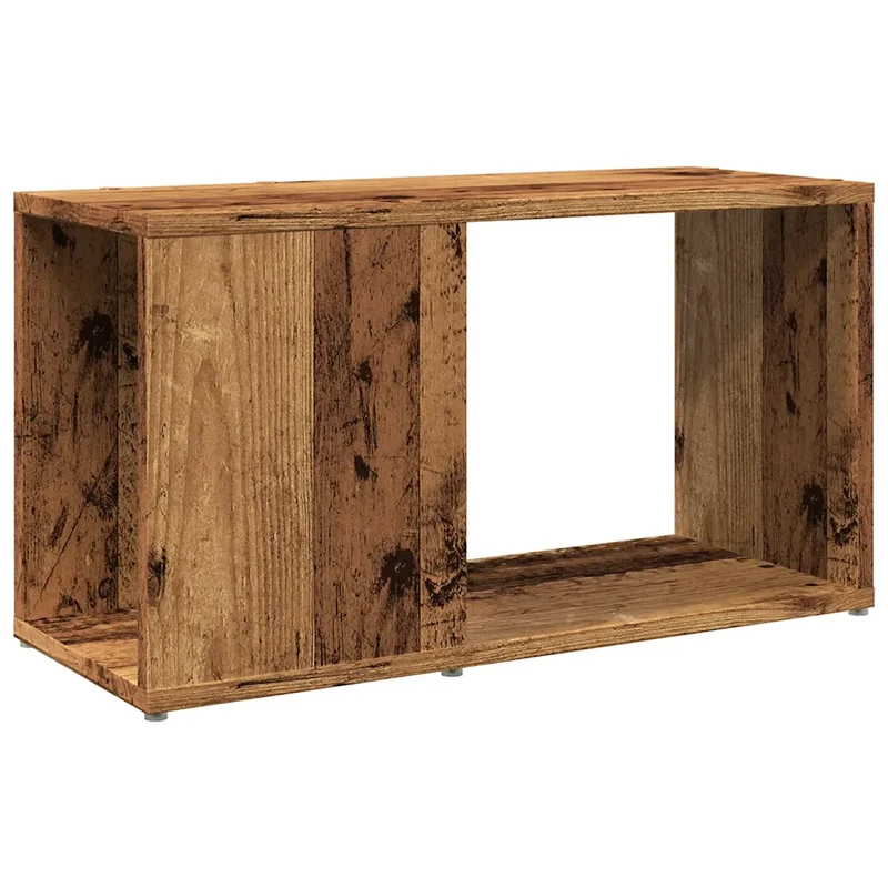 Meuble TV vieux bois design contemporain 60 x 24 x 32 cm grand espace de rangement en bois d'ingénierie marron 02_0050934
