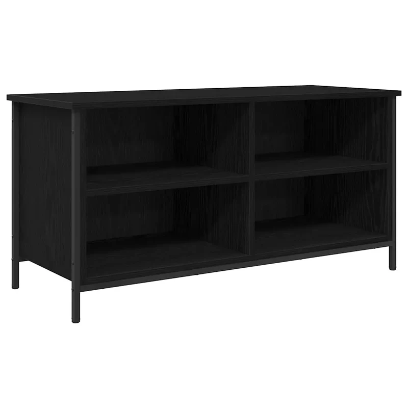 Meuble TV moderne minimaliste avec rangement 100 x 40 x 50 cm en bois d'ingénierie chêne noir 02_0052750