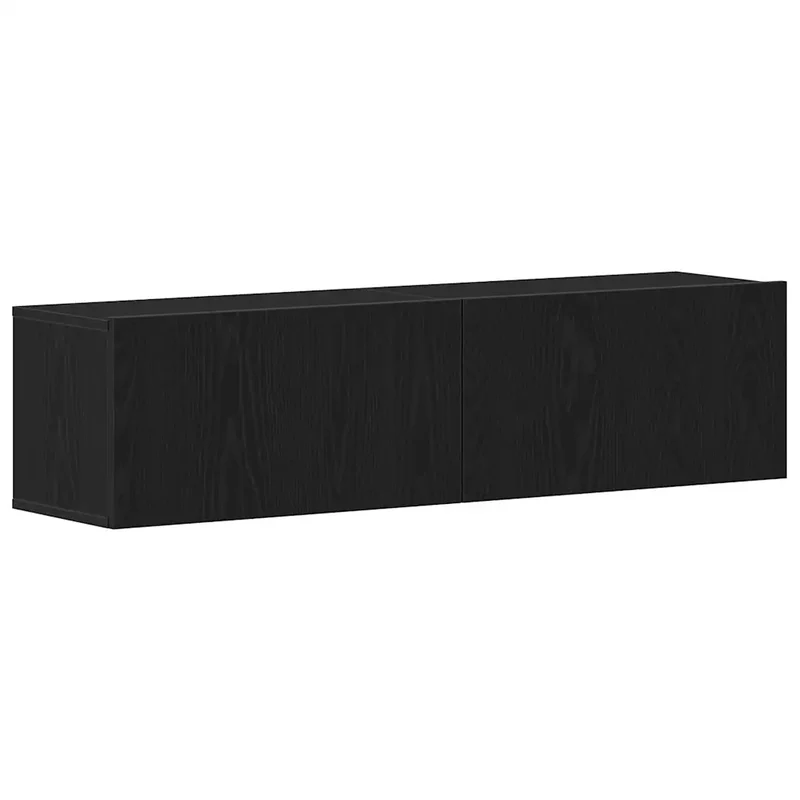 Meuble TV mural pratique 120 x 30 x 30 cm gain de place design contemporain en bois d'ingénierie noir 02_0051790