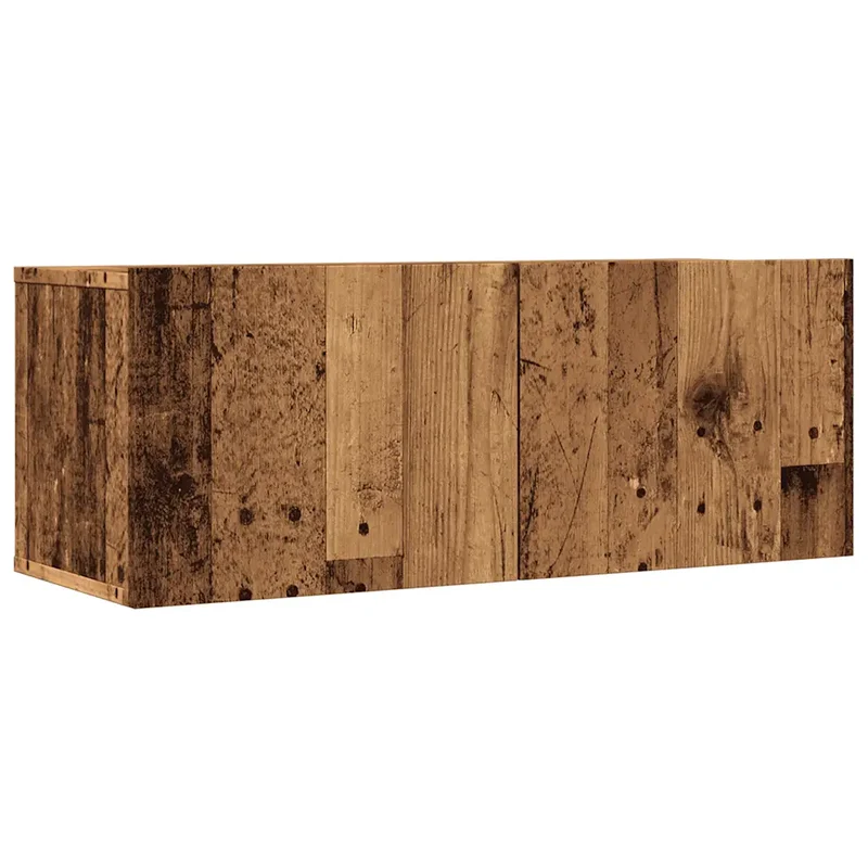 Lot de 2 meubles TV muraux design pratique rangement 80 x 30 x 30 cm en bois d'ingénierie vieux bois 02_0051004