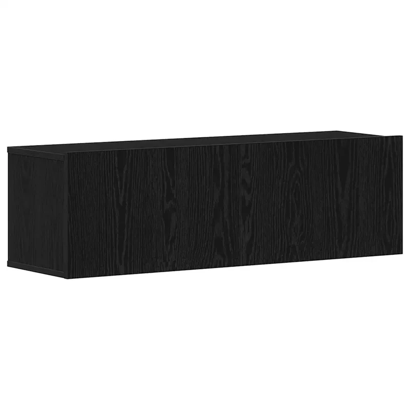 Meuble TV rectangulaire moderne avec 2 étagères salon rangement 100 x 30 x 30 cm en bois d'ingénierie noir 02_0051869