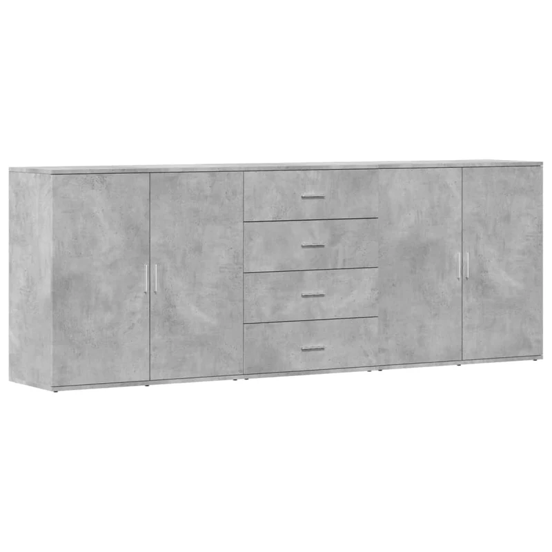 Buffet bahut commode armoire meuble de rangement organisateur cuisine salle de séjour salons 3 pcs bois d'ingénierie gris 02_0037138