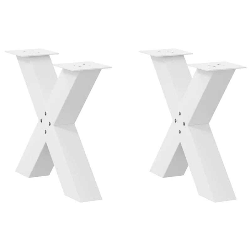 Lot de 2 pieds de table basse en forme de X 50 x 43 cm avec niveleurs réglables design moderne en acier blanc 02_0057229