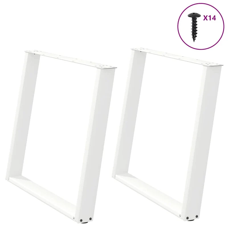Lot de 2 pieds de table à manger en U réglables 90 x 73 cm stable design moderne en acier blanc 02_0057081
