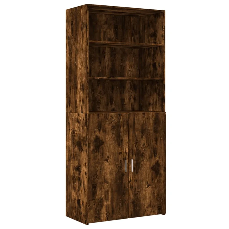 Buffet bahut commode armoire meuble de rangement organisateur cuisine salle de séjour salon haut 80 x 42,5 x 185 cm bois d'ingénierie marron 02_0033562