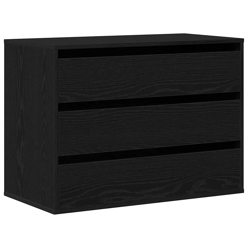 Armoire à tiroirs moderne rangement efficace 80 x 41 x 58 cm en bois d'ingénierie noir 02_0052156