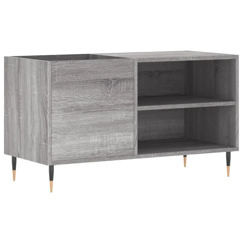 Armoire à disques classique avec espace de rangement 85 x 38 x 48 cm en bois d'ingénierie gris 02_0049106
