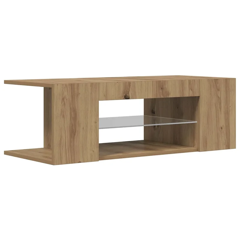 Meuble TV design moderne avec lumières LED rangement 90 x 39 x 30 cm en bois d'ingénierie chêne artisanal 02_0050853