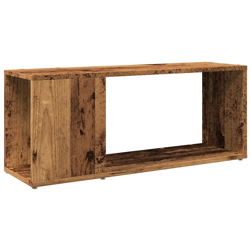 Meuble TV pratique vintage salon rangement 80 x 24 x 32 cm en bois d'ingénierie vieux bois 02_0050936