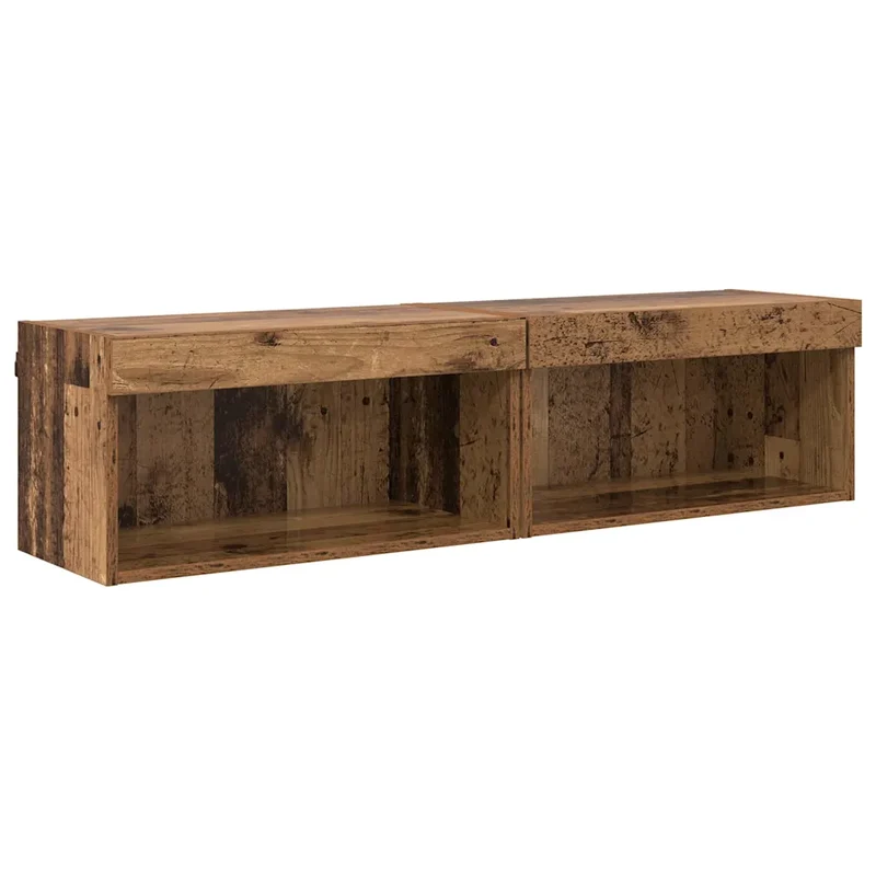 Lot de 2 meubles TV design minimaliste mural 60 x 30 x 30 cm en bois d'ingénierie bois ancien 02_0052823