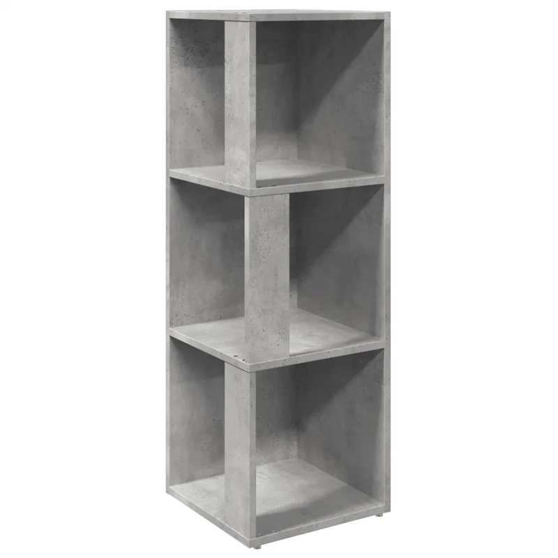 Armoire d'angle élégante compacte 33 x 33 x 100 cm 3 compartiments salon en bois d'ingénierie gris béton 02_0047971