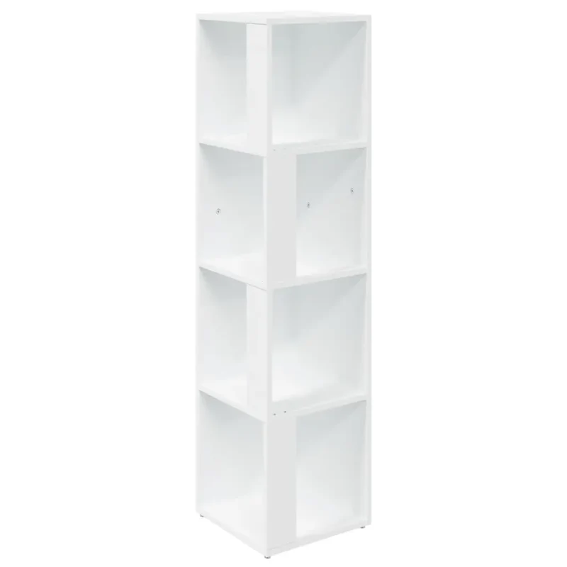 Armoire d'angle blanche compacte rangement 33 x 33 x 132 cm design élégant pour salon chambre en bois blanc 02_0047972