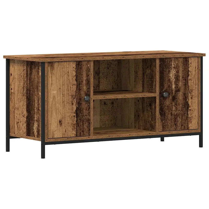Meuble TV rectangulaire pratique avec étagère 100 x 40 x 50 cm en bois d'ingénierie bois ancien 02_0051820