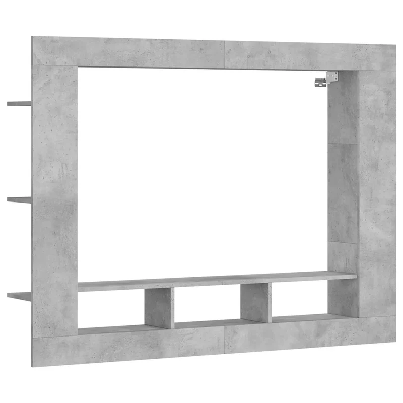 Meuble TV mural moderne robuste 152 x 22 x 113 cm grand rangement en bois d'ingénierie gris béton 02_0049271