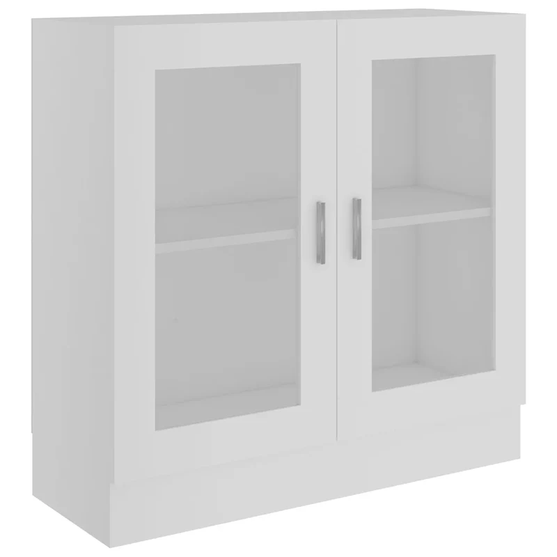 Armoire à vitrine classique épurée 82,5 x 30,5 x 80 cm 2 compartiments décorative en bois d'ingénierie blanc 02_0047747