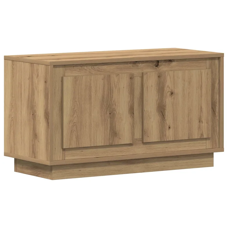 Meuble TV rectangulaire moderne fonctionnel espace de rangement 80 x 35 x 45 cm en bois chêne artisanal 02_0051815