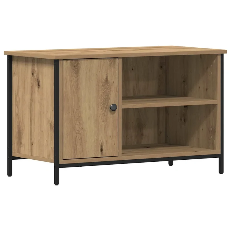 Meuble TV rectangulaire avec rangement efficace 80 x 40 x 50 cm en bois d'ingénierie chêne artisanal 02_0051824