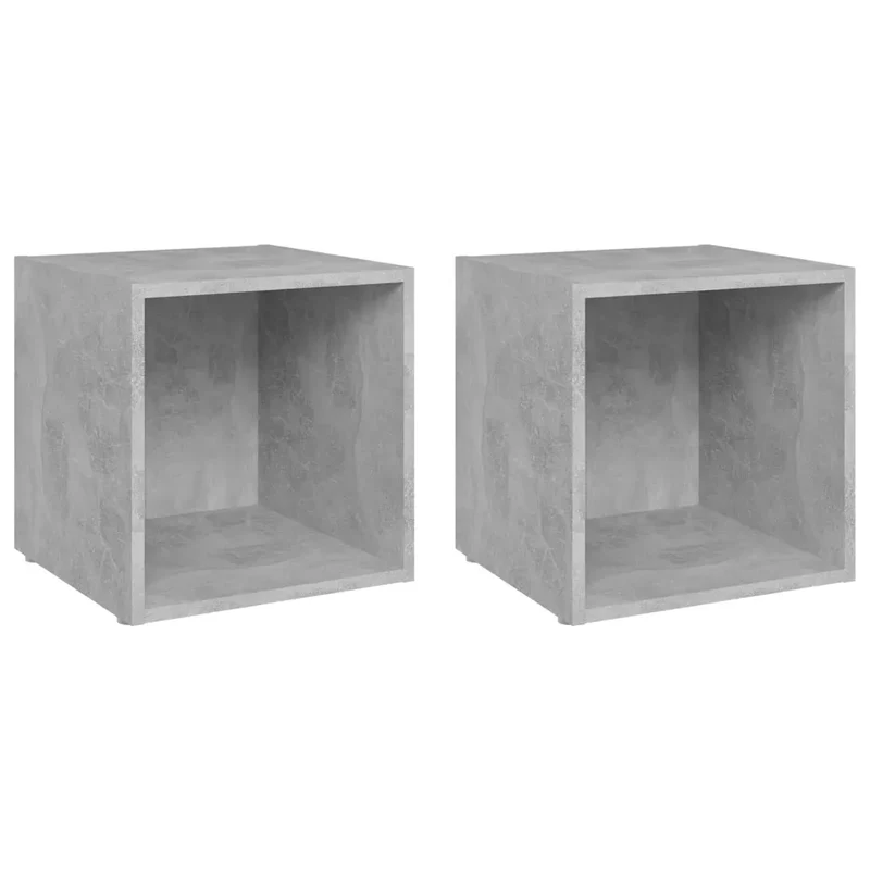 Lot de 2 meubles TV tendance pratique rangement 37 x 35 x 37 cm en bois d'ingénierie gris béton 02_0047857
