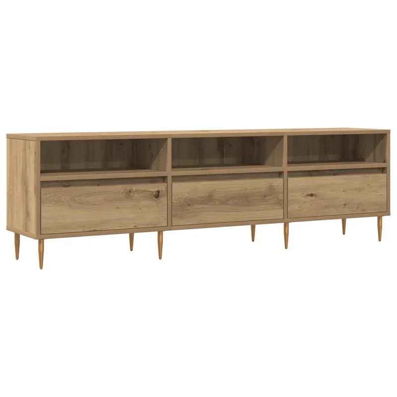 Meuble TV chêne artisanal rangement spacieux 150 x 30 x 44 cm style moderne en bois d'ingénierie chêne 02_0051067
