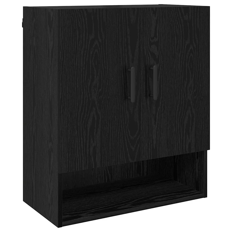 Armoire murale moderne rangement polyvalent 60 x 31 x 70 cm en bois d'ingénierie chêne noir 02_0052490